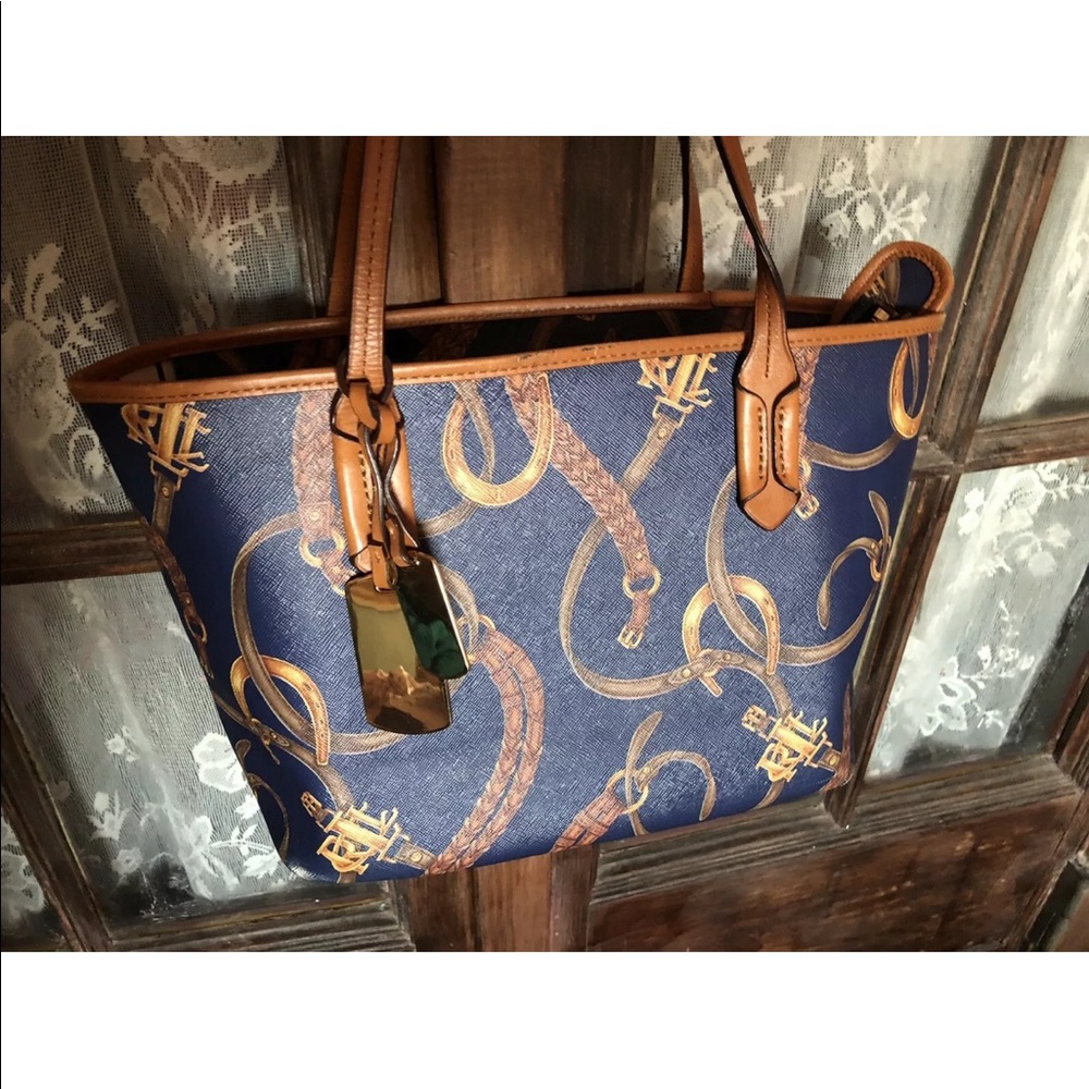 NIB Ralph Lauren tote bag-deep navy/dark brown